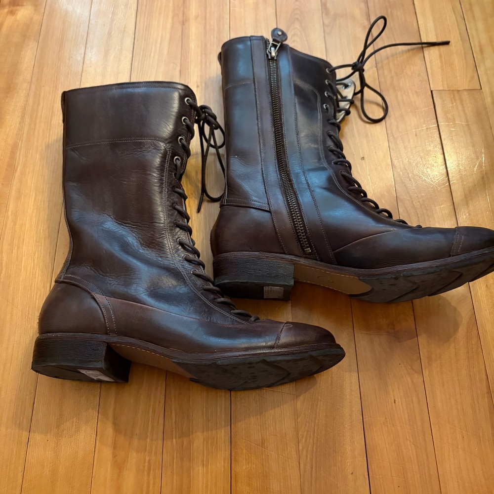 Timberland 4668A Women Brown Leather Lace Up Side Zip Combat Boots Size 7M - Picture 3 of 6